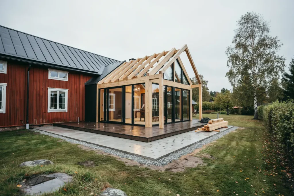 bygga uterum i villa regler grund isolering materialval och kostnad
